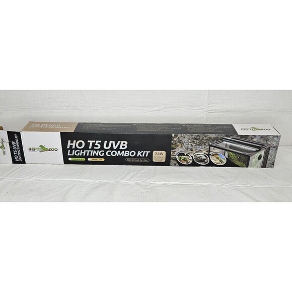 REPTI ZOO T5 HO UVB Lighting Combo Kit, Terrarium Hood Comes w/Tropical 5.0 T5 - Picture 1 of 10